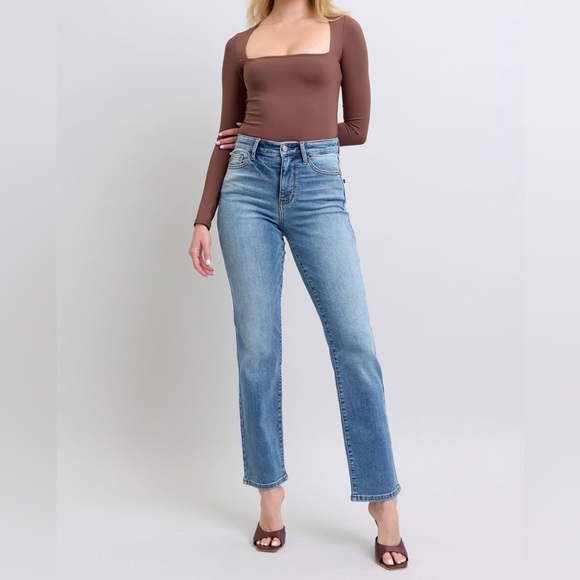 NWT Judy Blue PLUS + REG Size Vintage Wash Thermal Lined Straight Leg Jeans - Picture 6 of 11